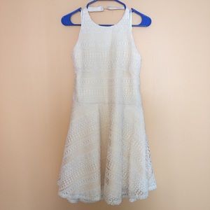 The Vanity Room Geo Lace Fit and Flare Dress